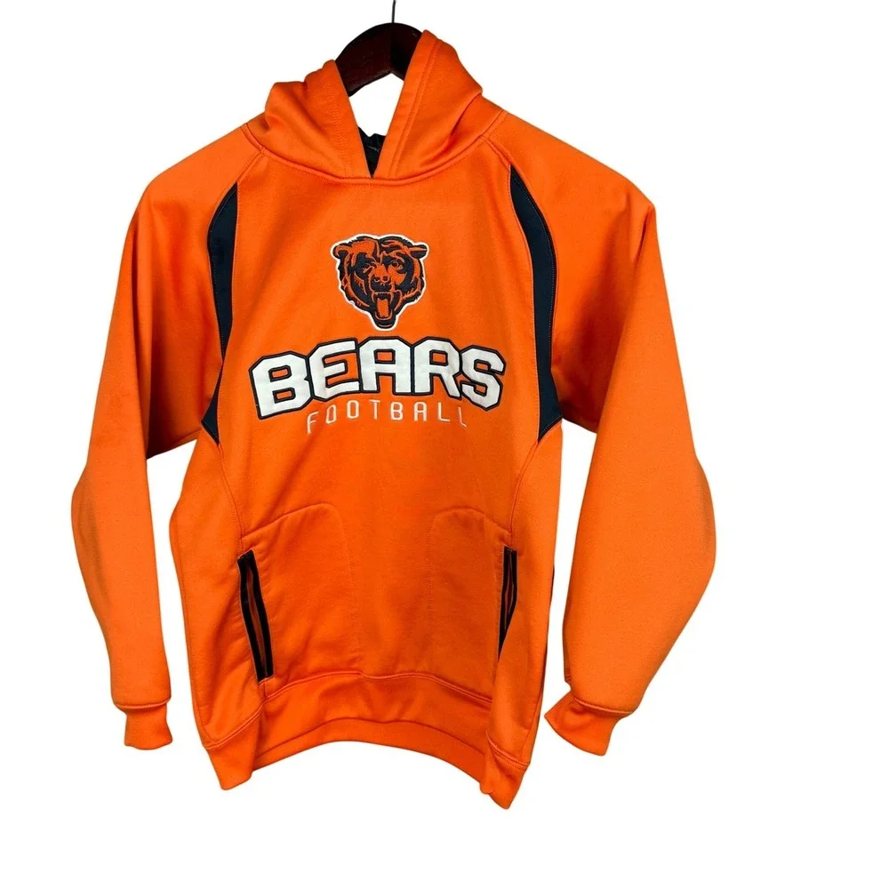 Chicago Bears NFL Youth Hoodie Size M (10-12) Orange Football Sweatshirt - Picture 1 of 10